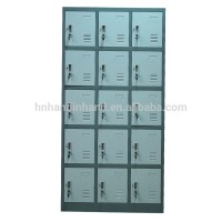 Double color 15 door waterproof metal gym clothes storage locker